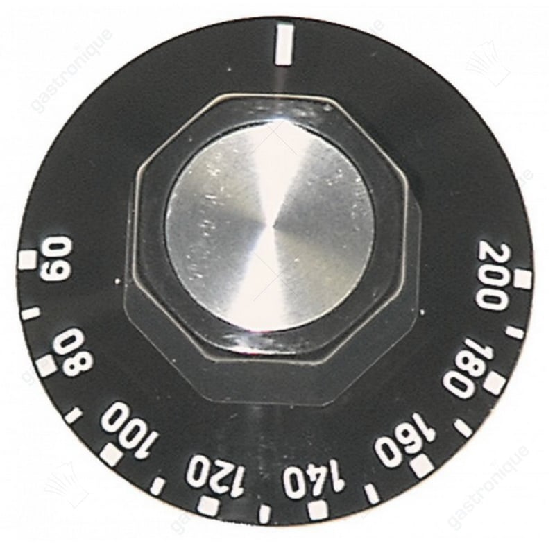 knop thermostaat t.max. 200°C ø 50mm as ø 6x4,6mm afvlakking boven zwart instelbereik 60-200°C - Image 1