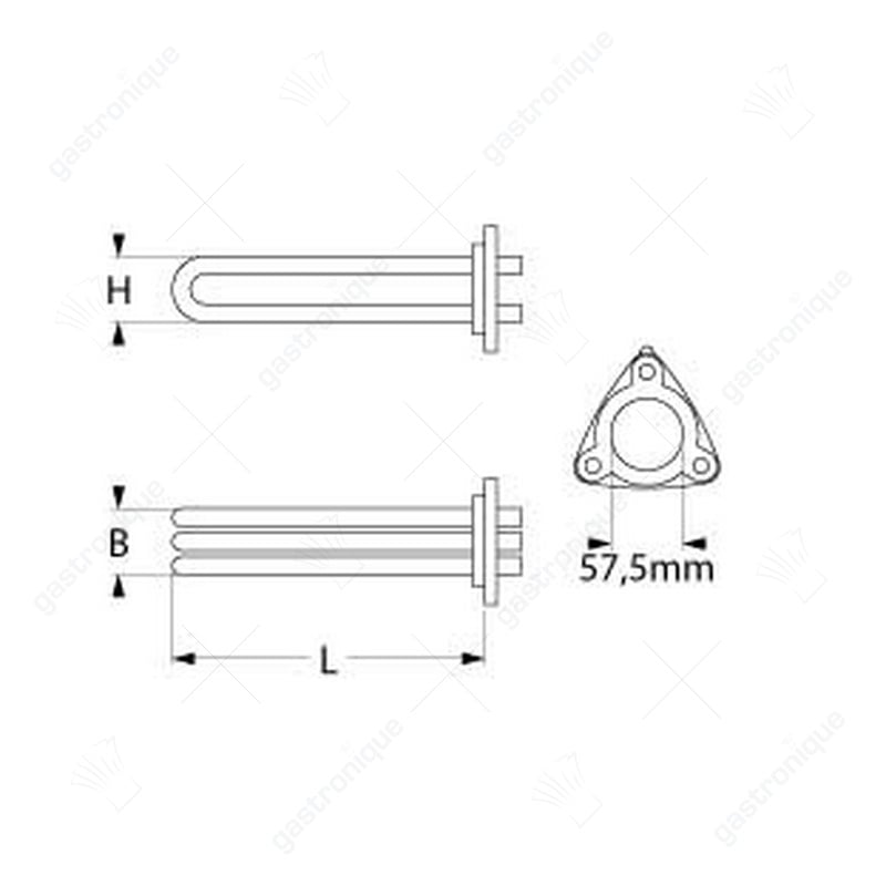 Heizelement 9000W 230V Einbau ø 57,5mm VC 3 L 440mm B 42mm H 38mm Anzahl der Thermostatbuchsen 1 - Bild 2