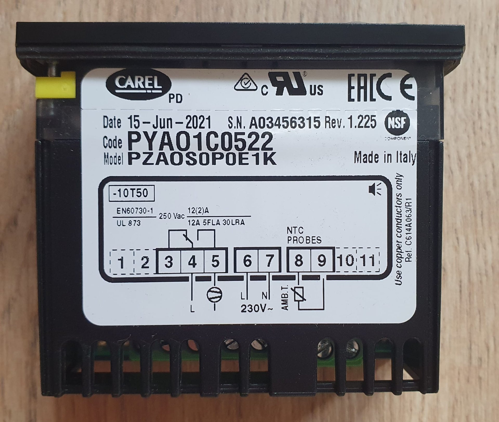 elektronischer Regler CAREL PYAO1C0522 Einbaumaß 71x29mm Einbautiefe 59mm 230V - Bild 2