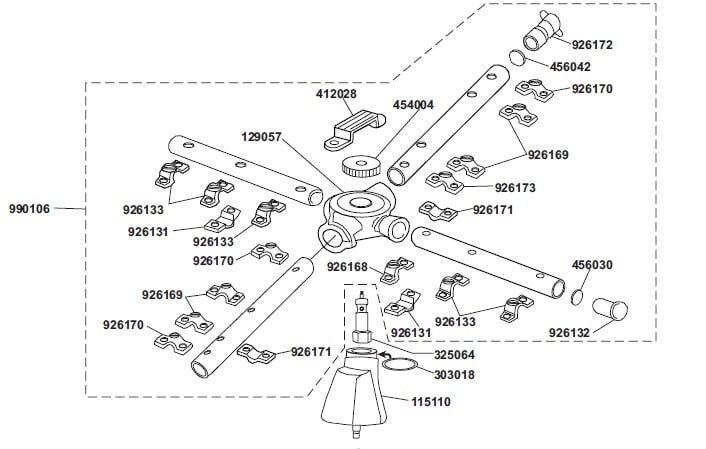 NICHT MEHR VERFÜGBAR Wasch- und Nachspülarm Wascharm L 390mm Nachspülarm L 400mm Waschdüse 8 Nachspüldüse 5 - Bild 2