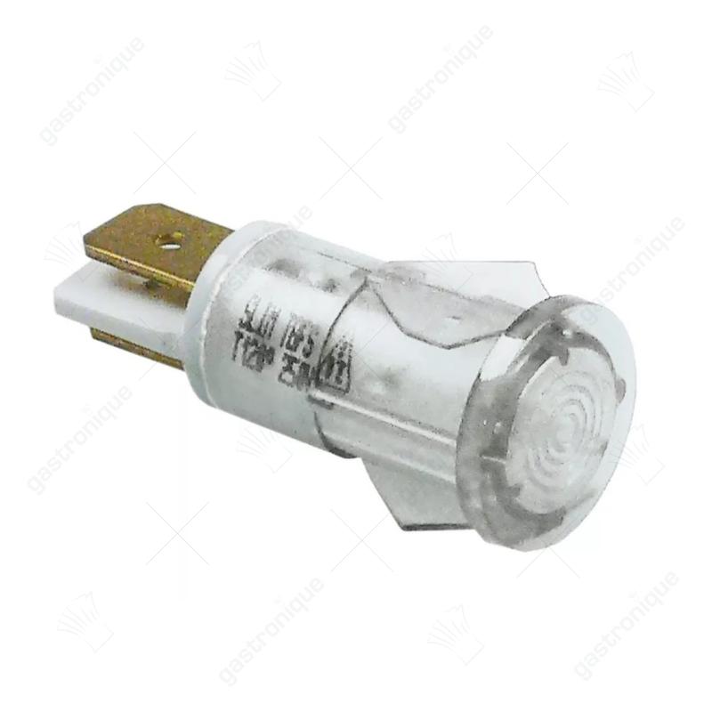 Signaallamp ø 12mm 230V transparant wit aansluiting vlaksteker 6,3mm - afbeelding 1