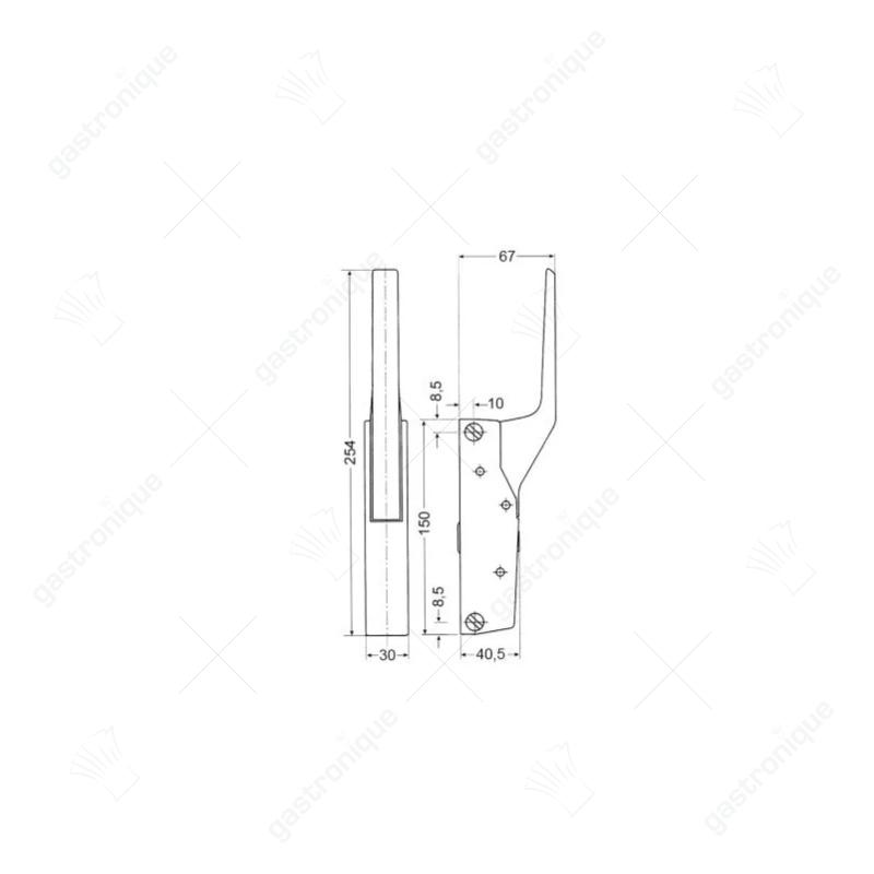 lh-rh Fang ohne Schloss 791 cr Griffverschluss L 150mm Befestigungsabstand 133mm nicht abschließbares Heizgerät - Bild 2