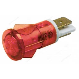 signaallamp ø 12mm rood 230V aansluiting vlaksteker 6,3mm