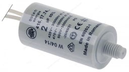 Condensator 2µF 425V kunststof M8 aansluiting kabel 150mm ø 25mm L 49mm