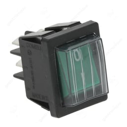 Schakelaar groen I-O met lamp inbouw 30x22 mm