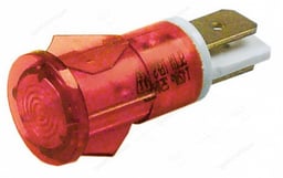 signaallamp ø 12mm rood 230V aansluiting vlaksteker 6,3mm