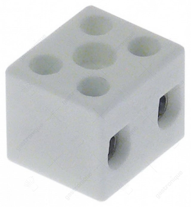 porseleinen kroonsteen 2-polig 2,5mm² max. 10A max. spanning 250V t.max. 200°C L 21mm B 18mm - Thumbnail 1