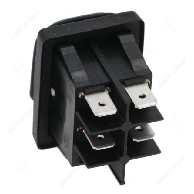 Wipschakelaar inbouwmaat 30x22mm groen 2NO 250V aansluiting vlaksteker 6,3mm met rubber kraag 0-I - Thumbnail 2