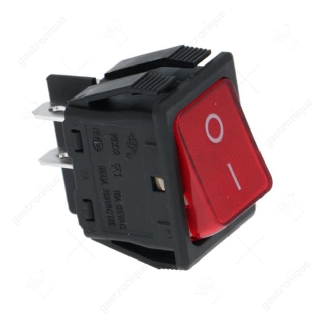 drukschakelaar 2 polig rood 16a 250v 22x30 mm - Thumbnail 1