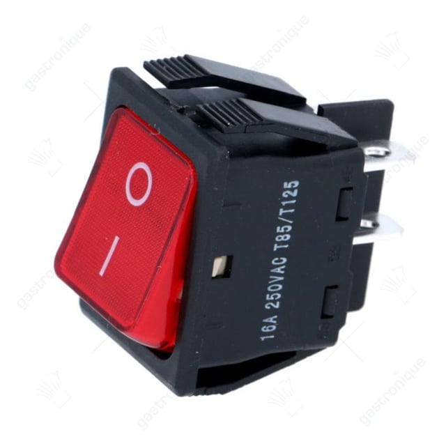 schakelaar inbouwmaat 30x22mm rood 2NO 250V aansluiting vlaksteker 6,3mm inbouwmaat 30x22mm - Thumbnail 1