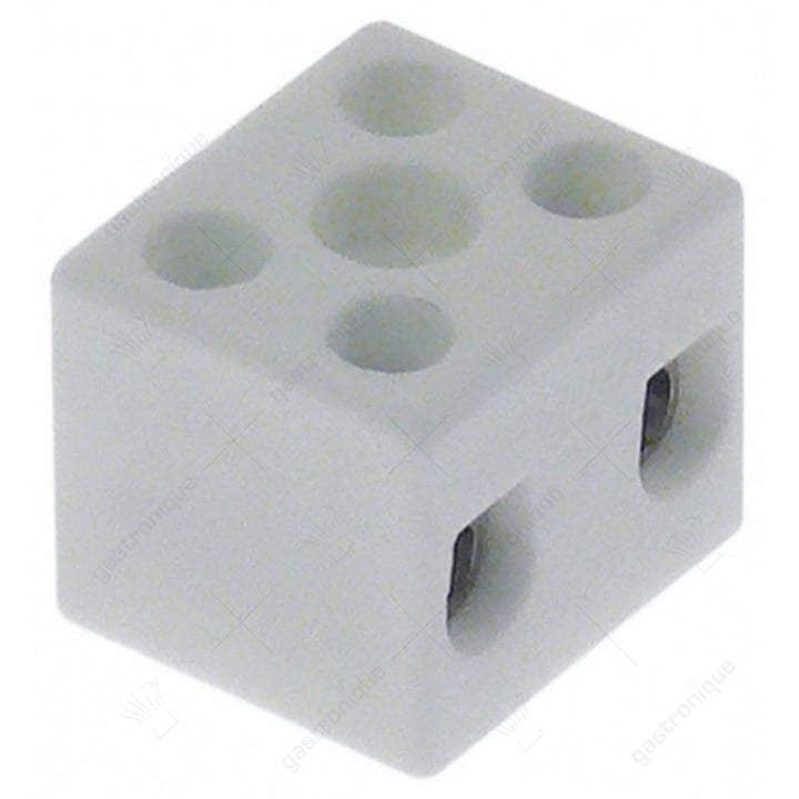 porseleinen kroonsteen 2-polig 2,5mm² max. 10A max. spanning 250V t.max. 200°C L 21mm B 18mm
