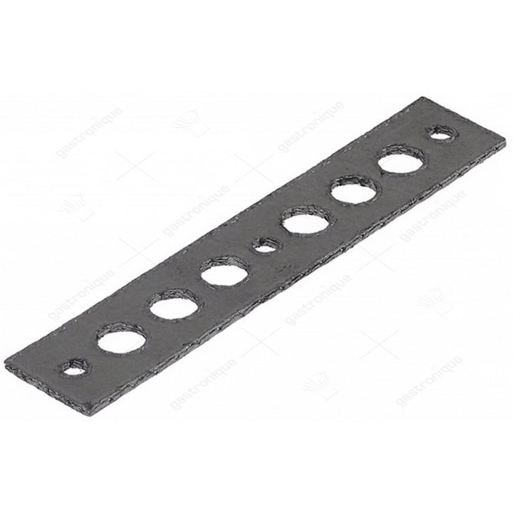 pakking L 142mm B 25mm D1 ø 6,5mm D2 ø 12mm LA 17mm 9gaten grafiet materiaaldikte 2mm