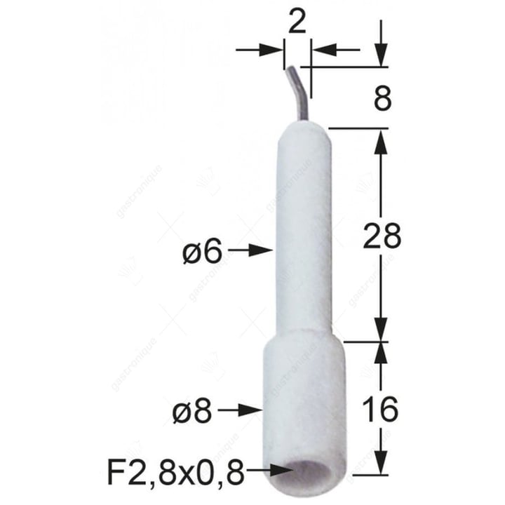 Zündkerze D1 ø 6mm Anschluss F 2,8x0,8mm D2 ø 8mm 100768
