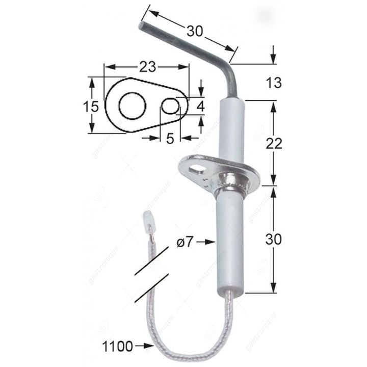 Zündkerze Flansch L 23mm Flansch B 15mm D1 ø 7mm L1 13mm L2 30mm LL1 22mm LL2 30mm Kabellänge 1100mm