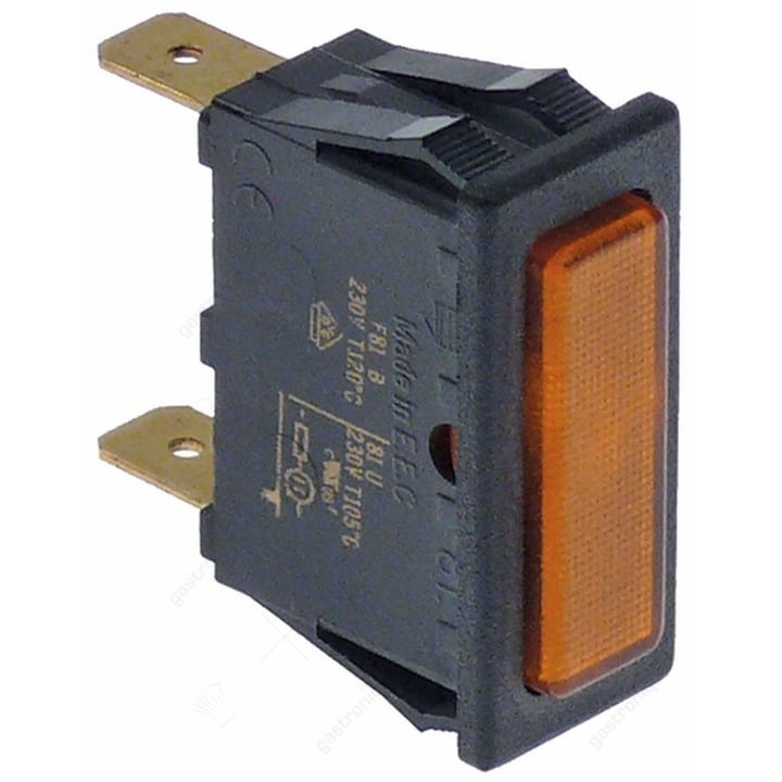 signaallamp inbouwmaat mm 230V aansluiting vlaksteker 6,3mm