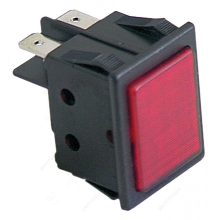 Signaallamp inbouwmaat 30x22mm 230V rood aansluiting vlaksteker 6,3mm