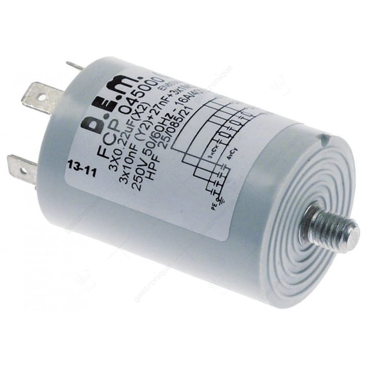 ontstoringsfilter type FCP045000 250V 50/60Hz geleider 4 met PE aansluiting vlaksteker 6,3mm
