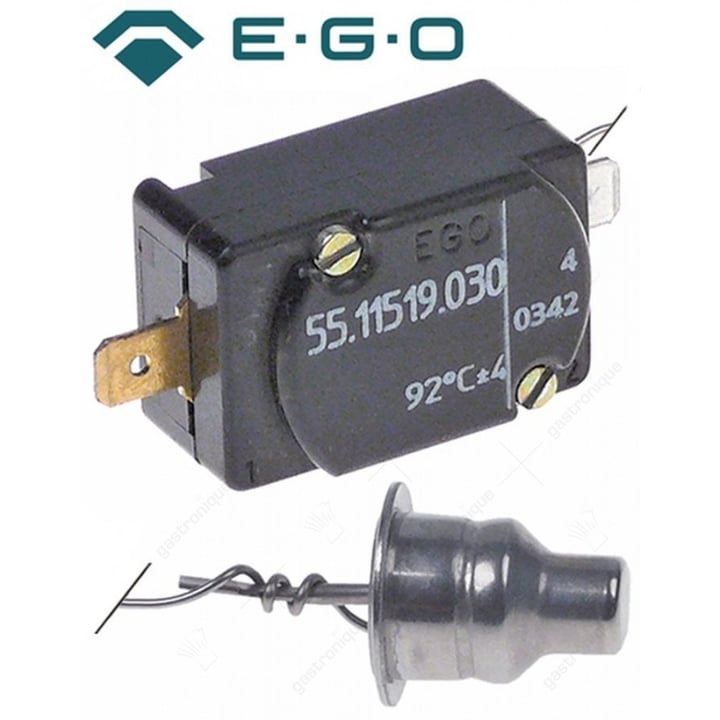 Maximalthermostat Ausschalttemp. 92°C 1-polig 1NC 16A Fühler ø 9/15mm Fühler L 20mm Rohr ø 50mm