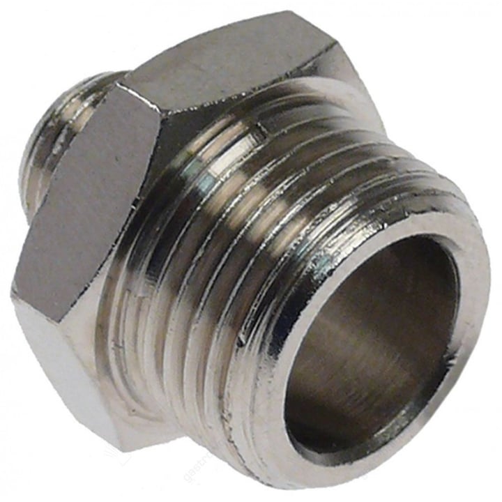 dubbelnippel messing vernikkeld draad 1/8" - 3/8" vpe 1stuk