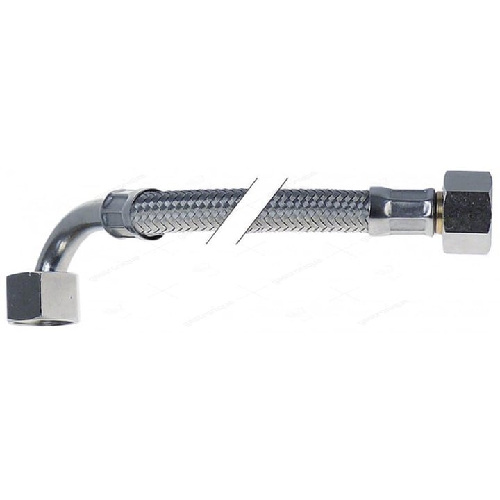flexibeleslang RVS-omvlochten recht-haaks DN8 aansluitingen 3/8" L 2000mm conisch afdichtend