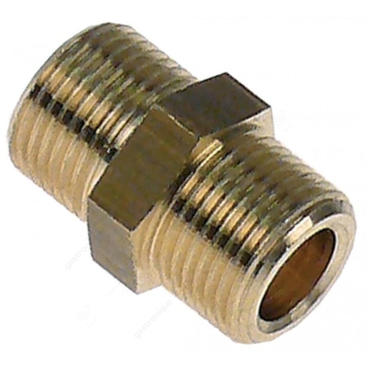 Dubbelnippel draad 3/8" - 3/8" koper vpe 1stuk