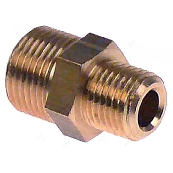 Dubbelnippel draad 1/4" - 3/8" koper vpe 1stuk