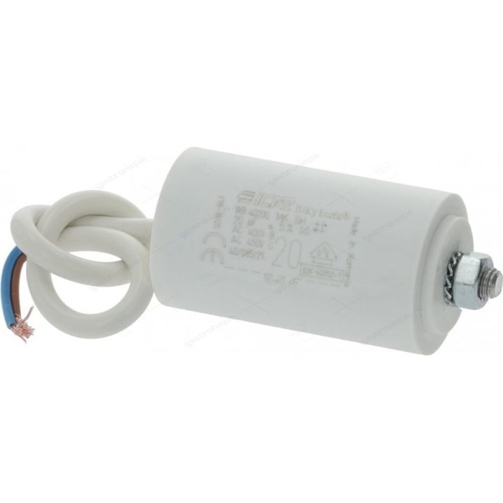 Condensator capaciteit 20µF 450V 50/60Hz ø 40mm L 71mm kunststof aansluiting kabel 200mm