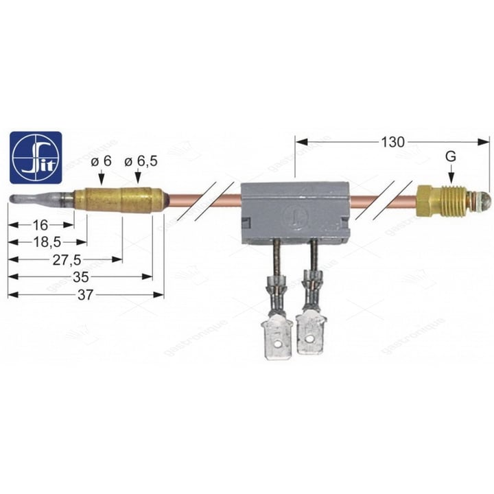 thermokoppel SIT met onderbreker ASA 11/32 L 400mm steekhuls ø6,0mm F 6,3mm