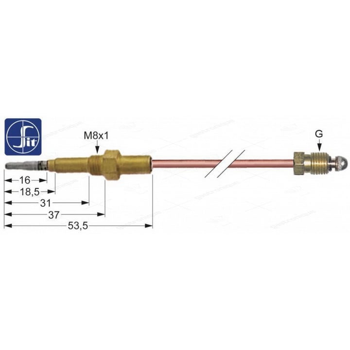 Thermoelement M9x1 L 1000mm M8x1