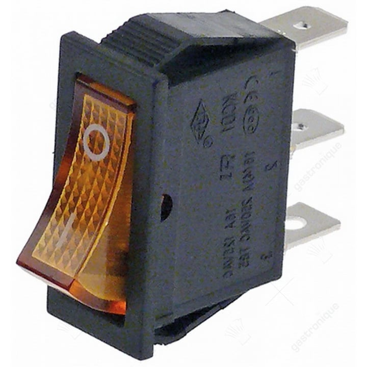 schakelaar inbouwmaat 30x11mm oranje 1NO/signaallamp 250V aansluiting vlaksteker 6,3mm