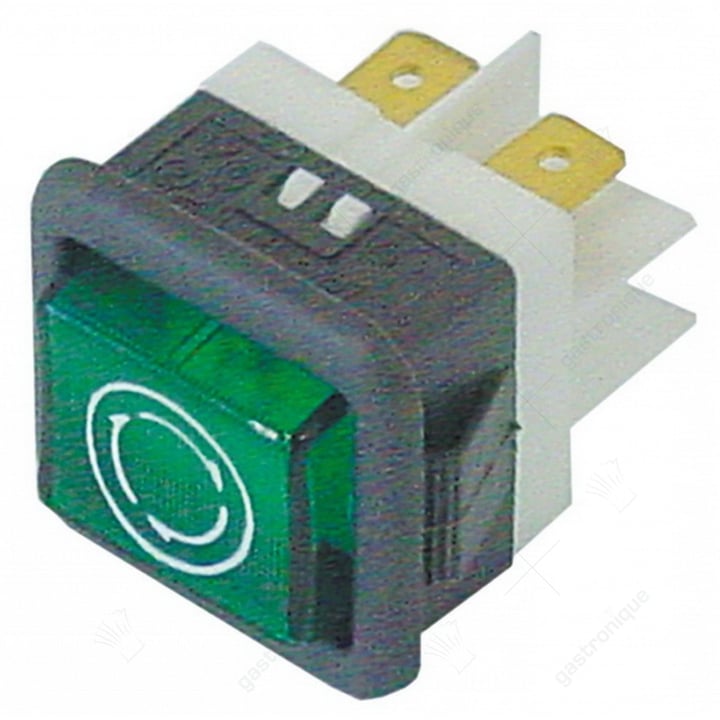 signaallamp inbouwmaat 27,8x25mm groen 24V aansluiting vlaksteker 6,3mm