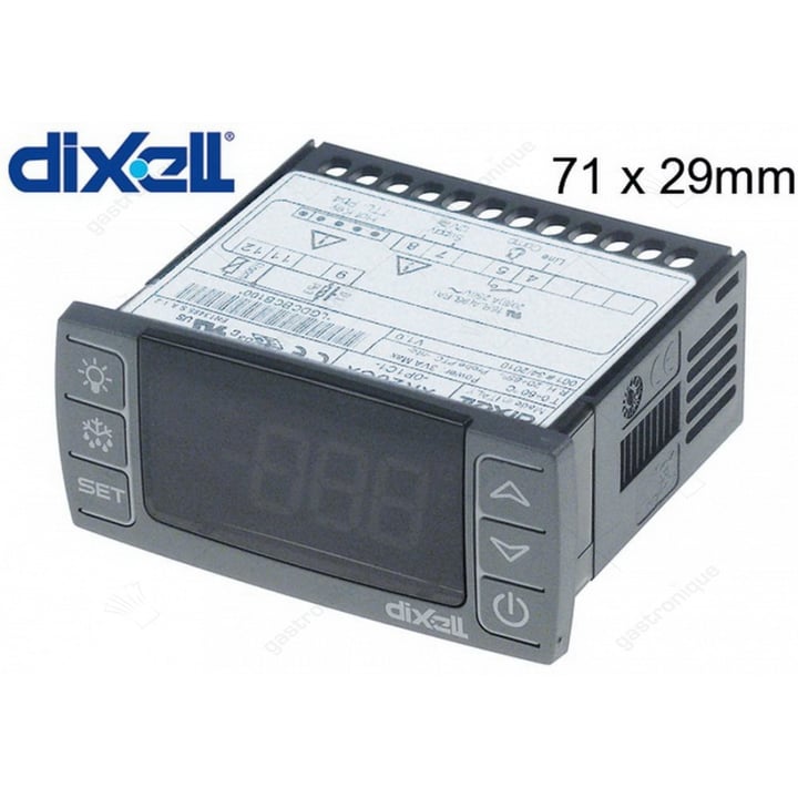 elektronische regelaar DIXELL XR20CX-0P1C1 inbouwmaat 71x29mm 12V spanning AC/DC NTC/PTC