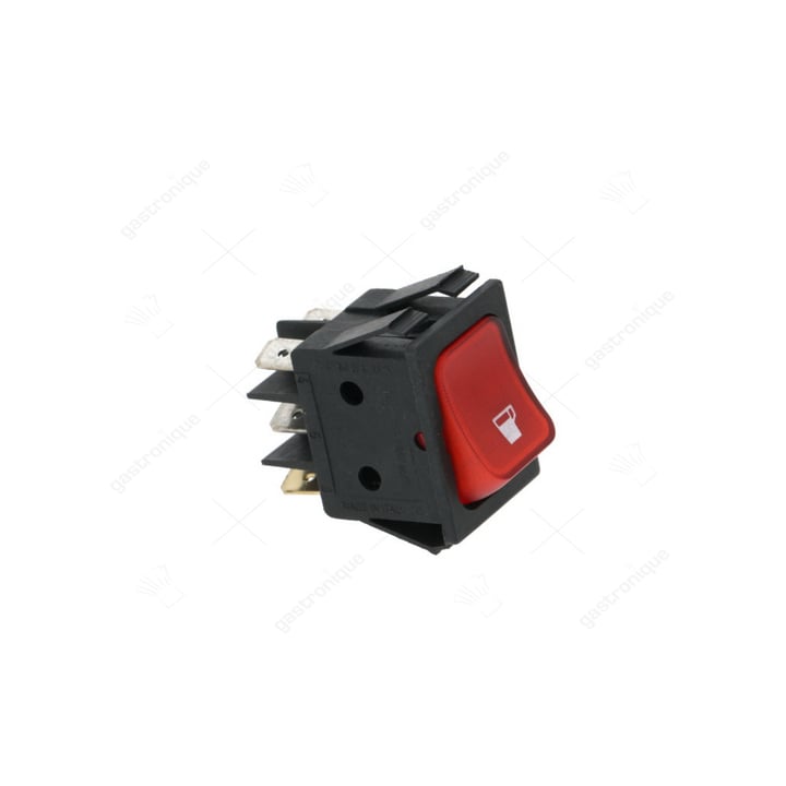 wipschakelaar inbouwmaat 30x22mm rood 2-polig 2NO 250V 10A + lamp kop aansluiting vlaksteker 6,3mm