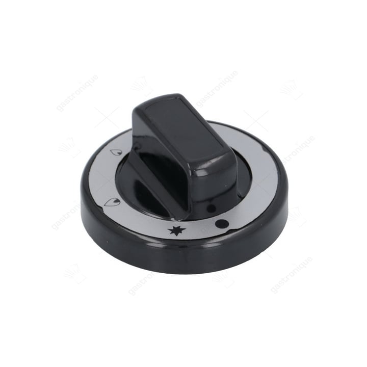 Knopf-Gasventil mit Zündflamme ø 72mm Achse ø 10x8mm Fase unten schwarz