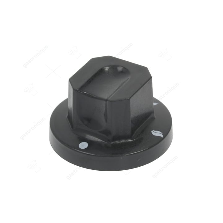 Knopf Gasventil ohne Zündflamme ø 70mm Achse ø 8x6,5mm Fase oben schwarz
