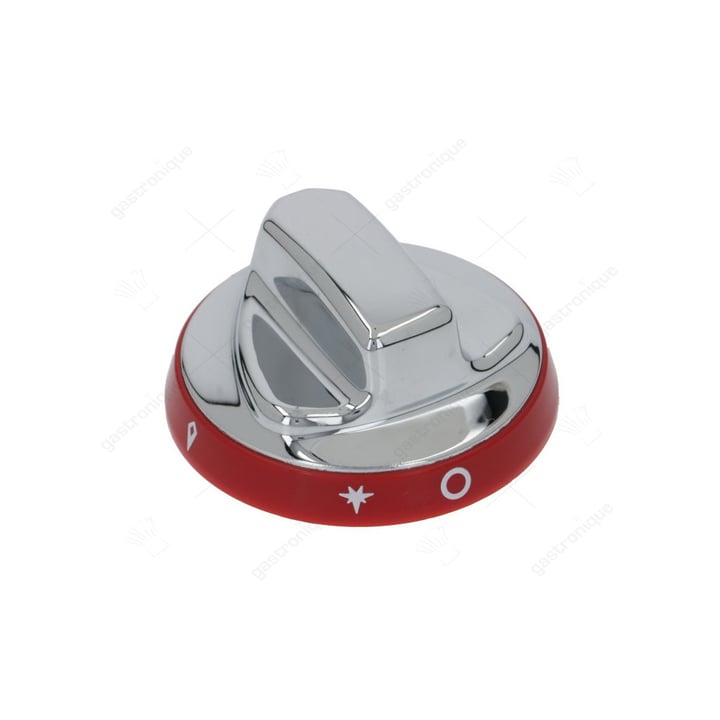 knop gaskraan met ontstekingsvlam ø 72mm as ø 8x6,5mm afvlakking boven rood