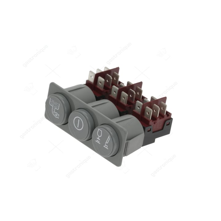 schakelaarcombinatie inbouwmaat 28,5x77,5mm rond grijs 2CO/2CO/2CO 250V 16A