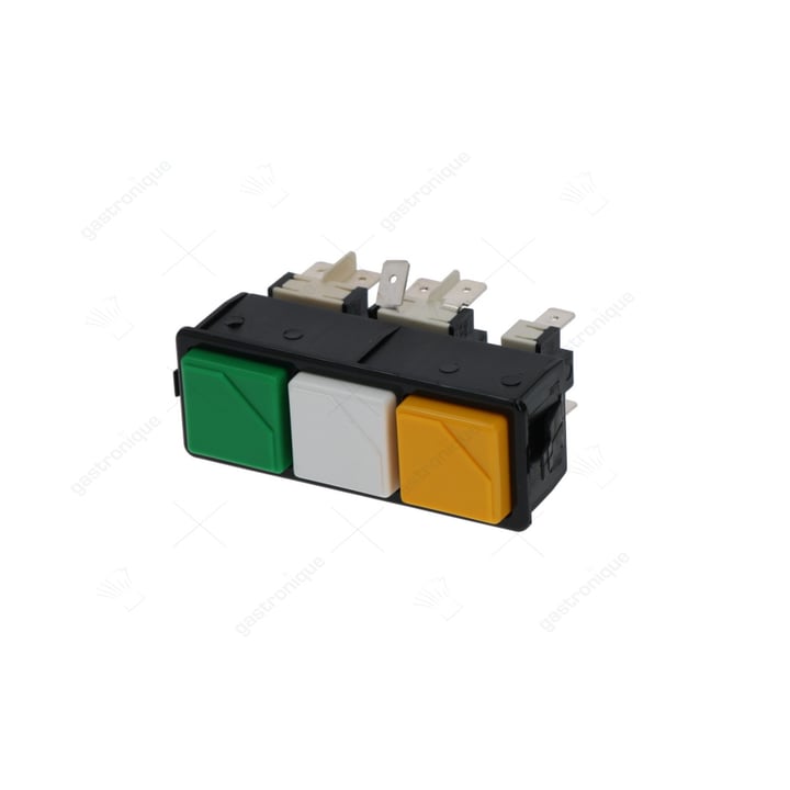 schakelaarcombinatie inbouwmaat 28,5x77,5mm vierkant groen/wit/geel 2NO/2CO/1NO 250V 16A