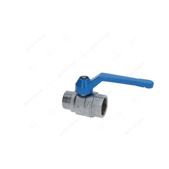 kogelkraan aansluiting 1" ID - 1" OD DN25 totale lengte 90mm met hendelgreep