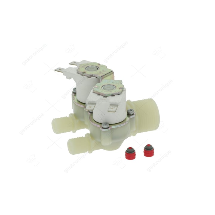 magneetventiel dubbel recht 230VAC ingang 3/4" uitgang 1/4" ingang 10-12l/min t.max. 25°C RPE