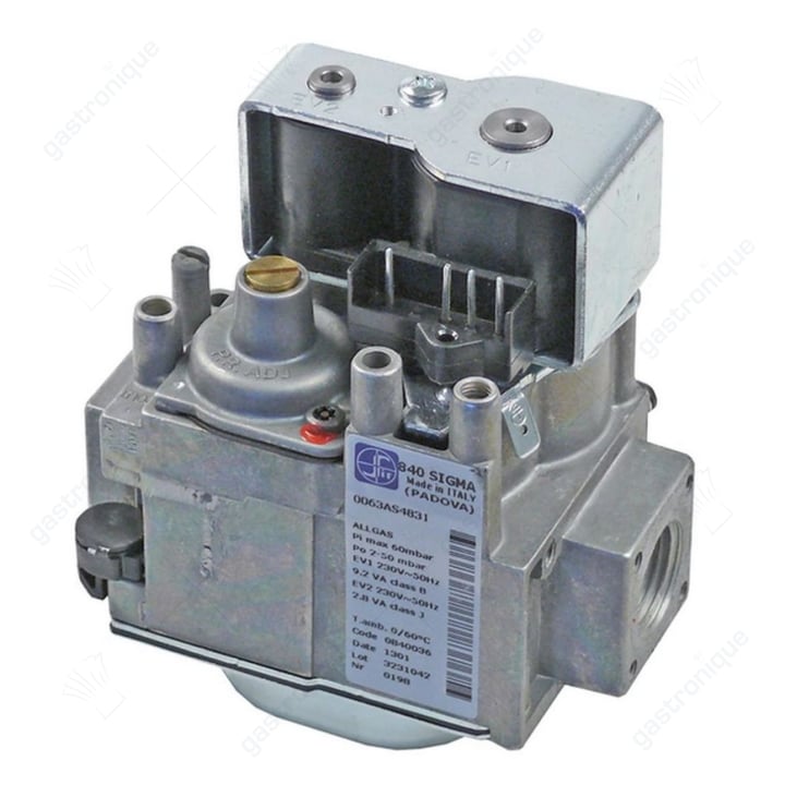 gasventiel type 0840036 230V 50Hz gasingang 1/2" gasuitgang 1/2" drukbereik 2-50mbar