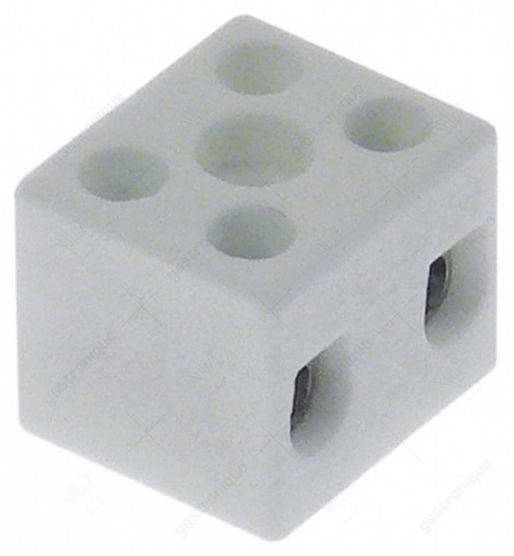 porseleinen kroonsteen 2-polig 2,5mm² max. 10A max. spanning 250V t.max. 200°C L 21mm B 18mm