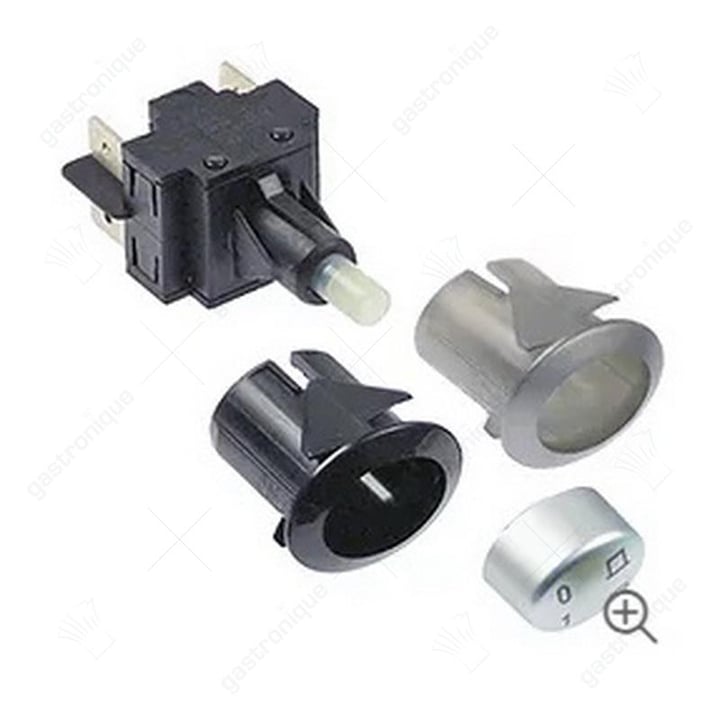 drukschakelaar inbouwmaat 20,6x16,4mm ovaal zilver 2NO 250V 16A 0-1 aansluiting vlaksteker 6,3mm