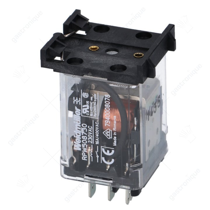 relais de puissance FINDER 230VAC 16A 2NO connexion prise plate 6,3mm fixation par chevauchement