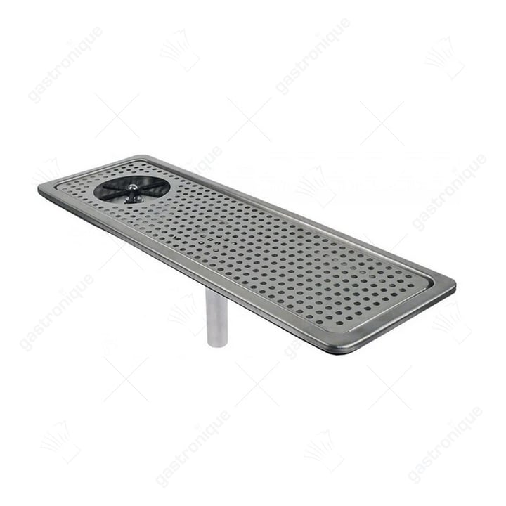bac de drainage avec lave-verres B 634mm D 202mm H 25mm version encastrée acier inoxydable/plastique robinet de lavage de bière