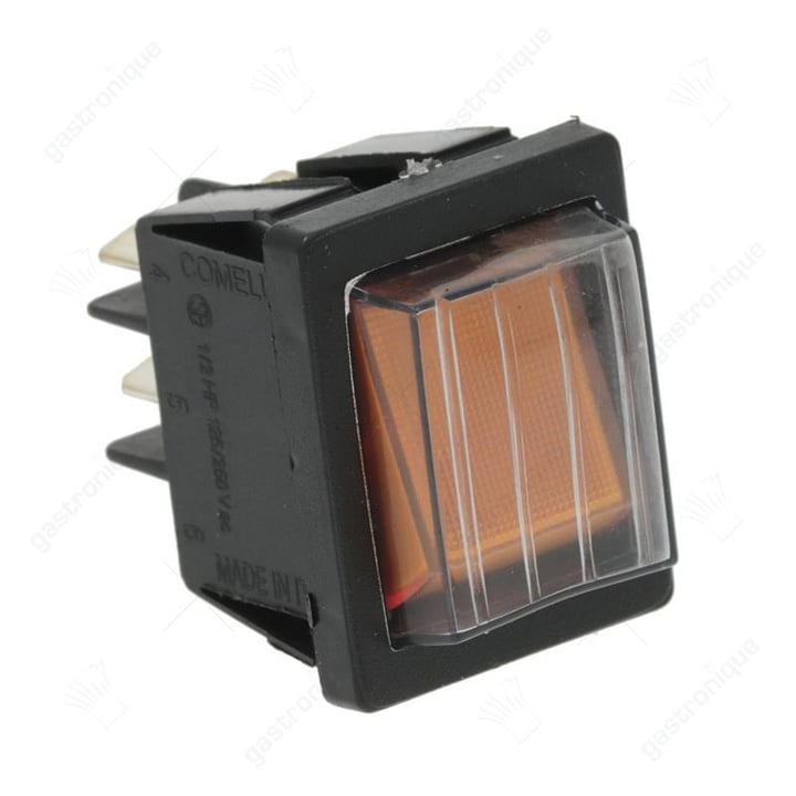 Schakelaar oranje met lamp inbouw 30x22 mm
