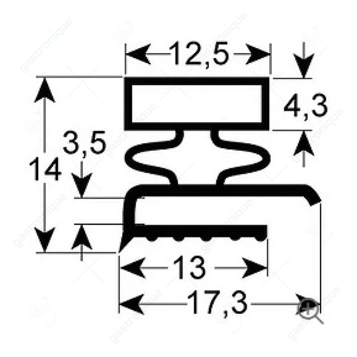 profil en caoutchouc de porte réfrigérée 9140 B 420mm L 600mm dimension extérieure