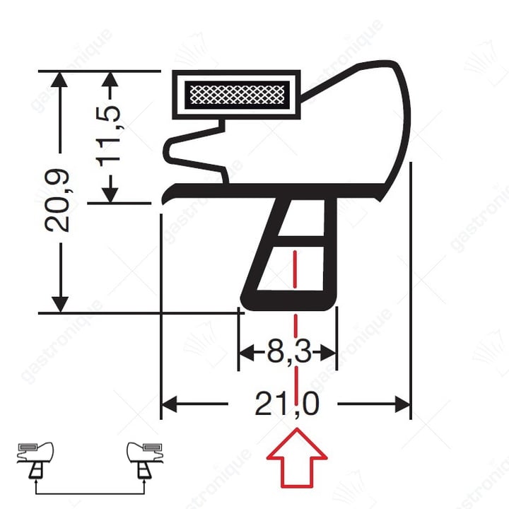 Joint de porte 162-M 490 x 742 mm taille cœur
