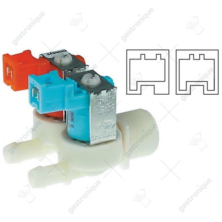 magneetventiel dubbel recht 230VAC ingang 3/4" uitgang 11,5mm DN10 EATON (INVENSYS)