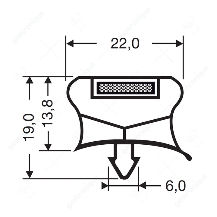 Rubber 1/2 lade 270 x 407 mm